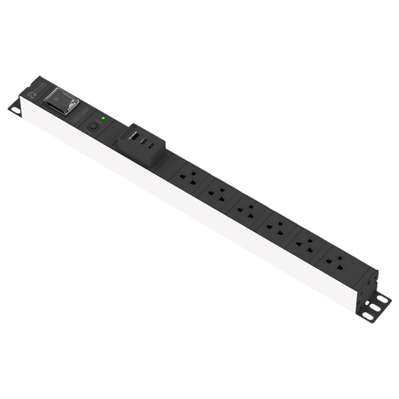 POWERCONNEX PXC5PVTTS-TS06C2A1 6 Outlet USB Power Strip Black